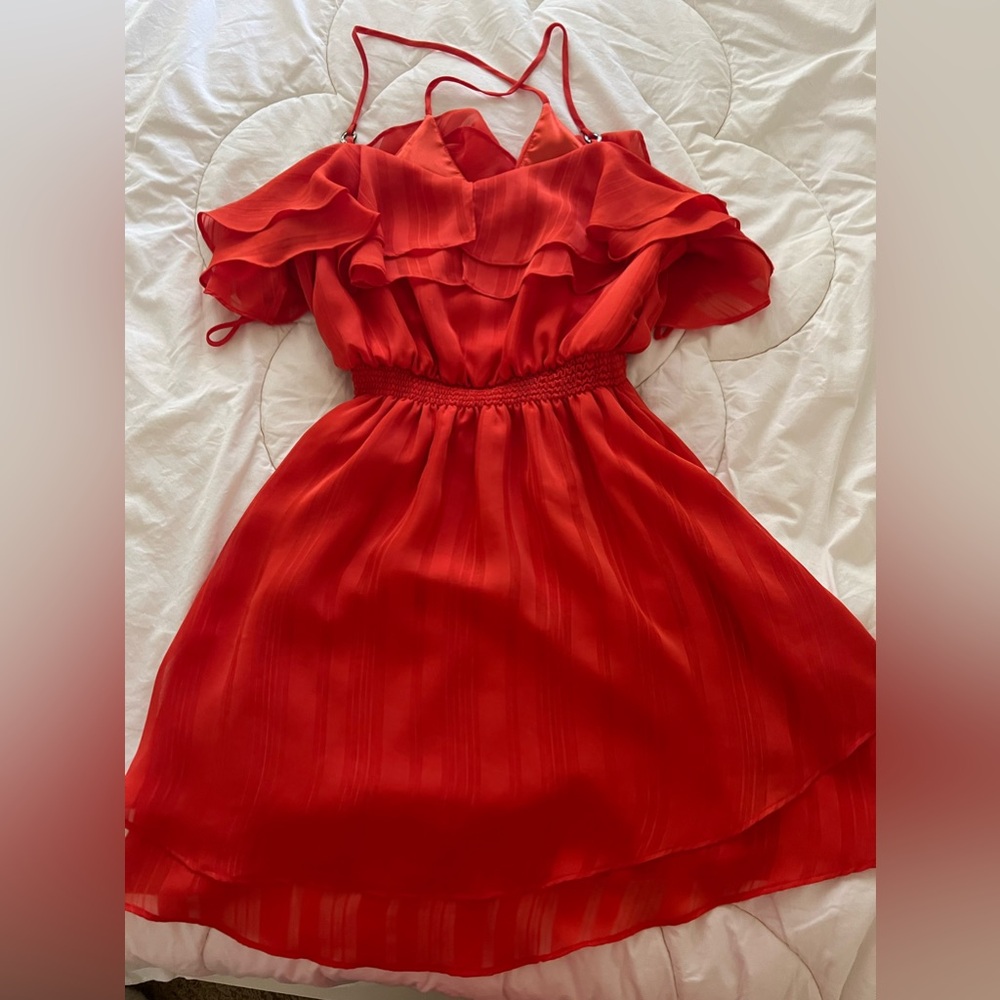 Arden B Burnt Orange Flowy Dress